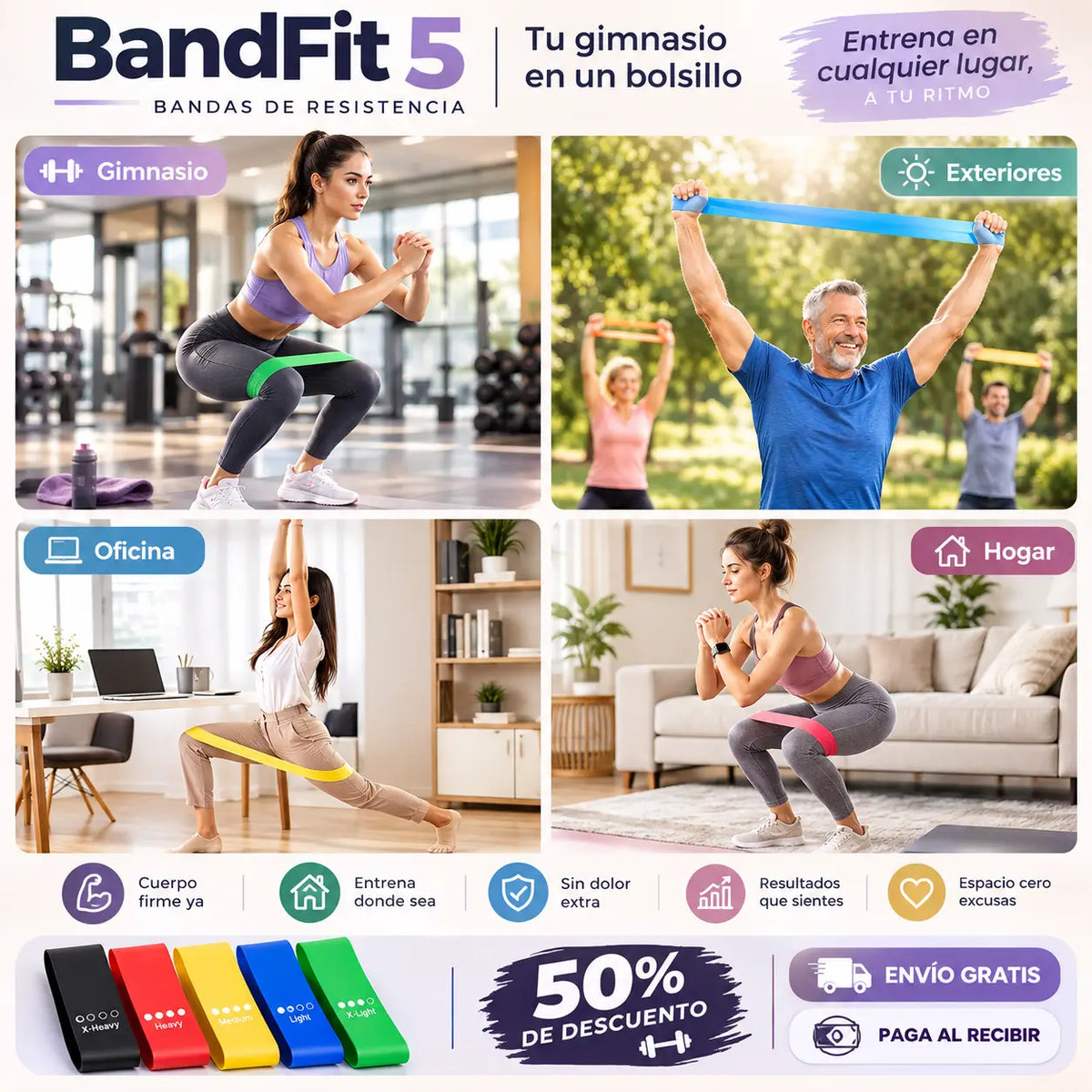 BandFit 5 - Tu gimnasio en un bolsillo | Set 5 Unidades