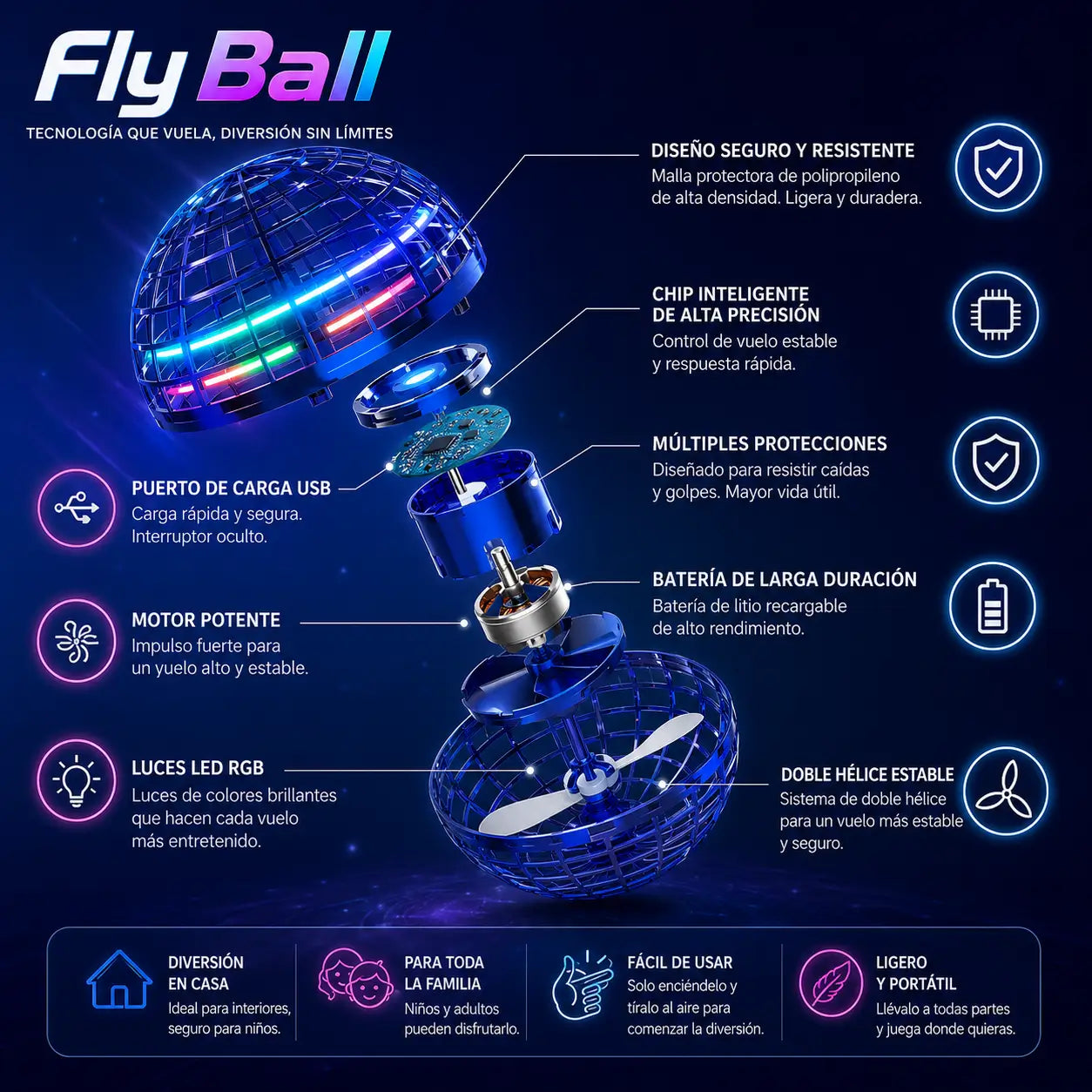 FlyBall - Lánzala y vuelve sola a tus manos Bola interactiva