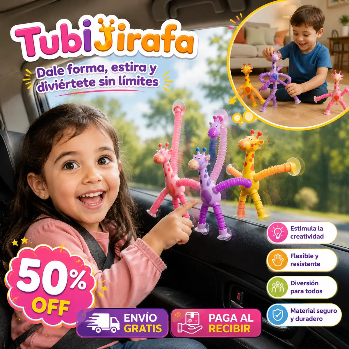 TubiJirafa - Calma y Entretiene donde estés - Set 4 Piezas