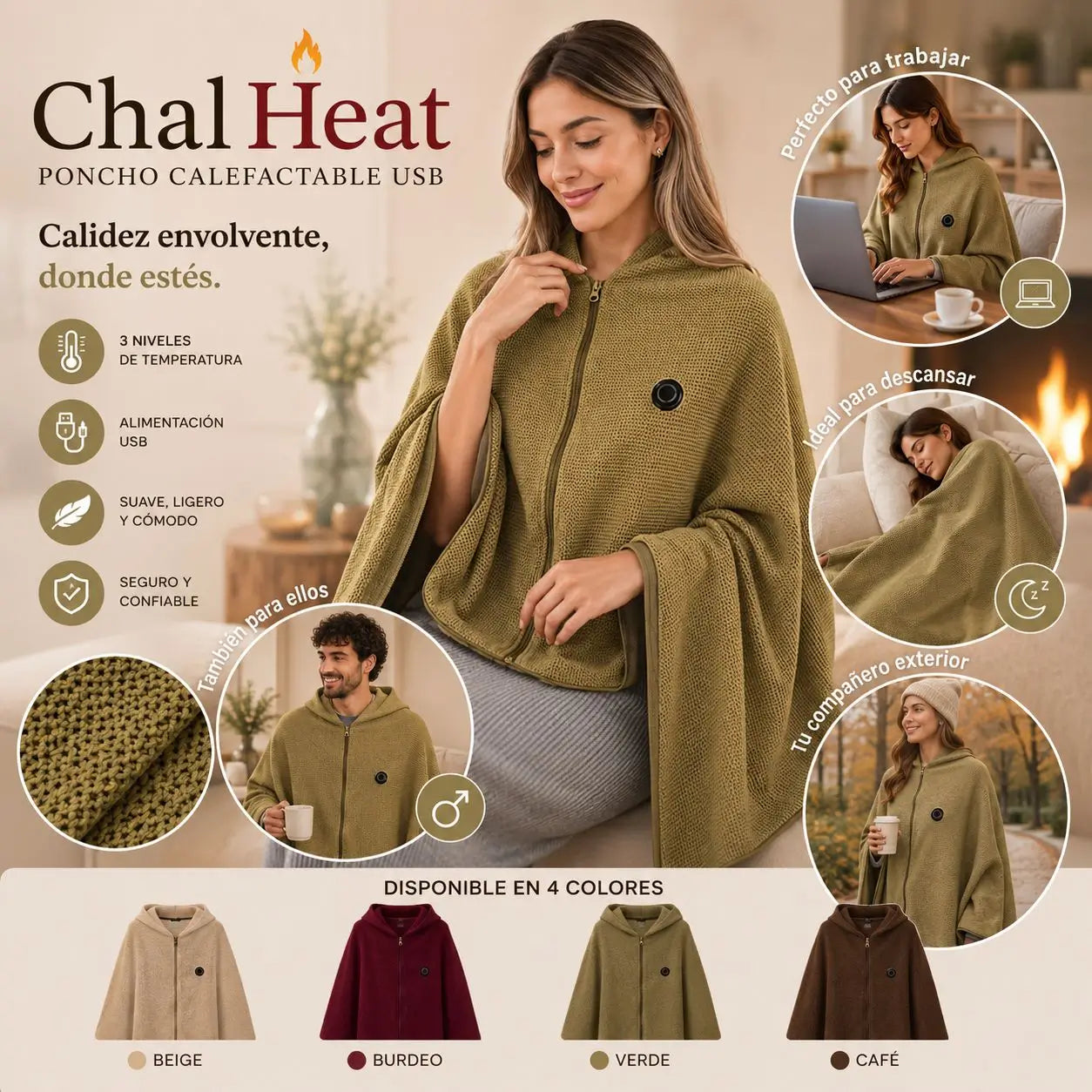 ChalHeat - Tu manta/poncho que calienta en segundos, donde estés