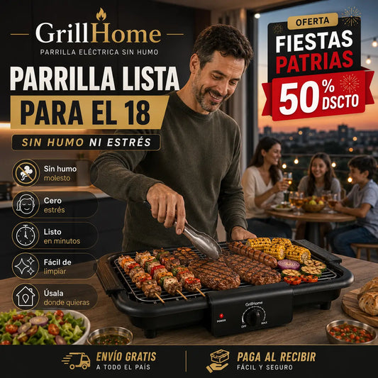 GrillHome - Parrilla lista para el 18 sin humo ni estrés