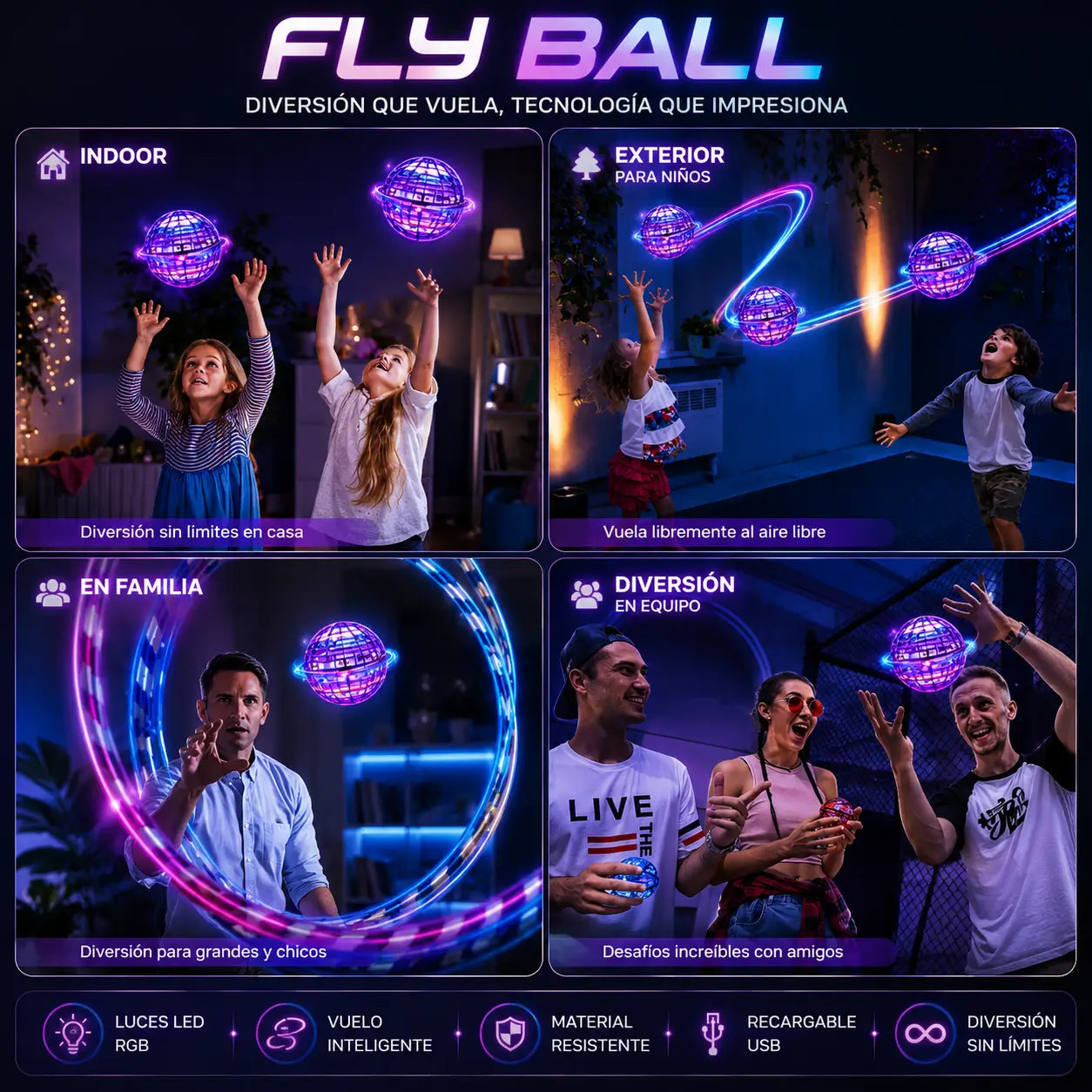FlyBall - Lánzala y vuelve sola a tus manos Bola interactiva