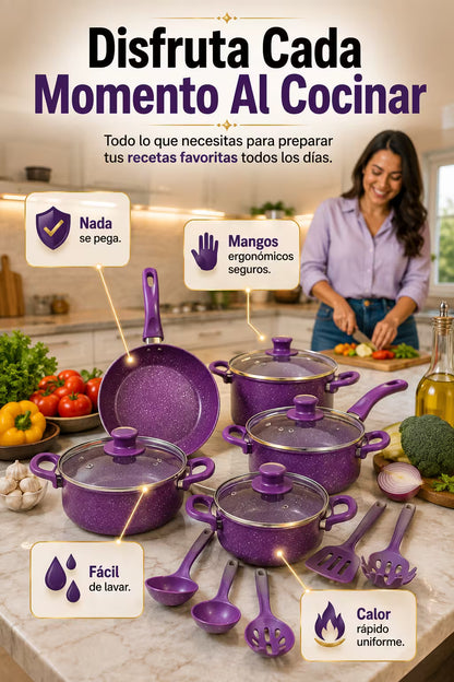 VioletChef - 13 piezas, Cocina sin pegar, limpia sin esfuerzo