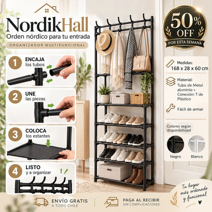 NordikHall - Orden nórdico para tu entrada - Zapatero multifuncional