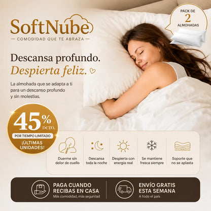 SoftNube - Descanso real toda la noche, despierta sin dolor - 2 Almohadas