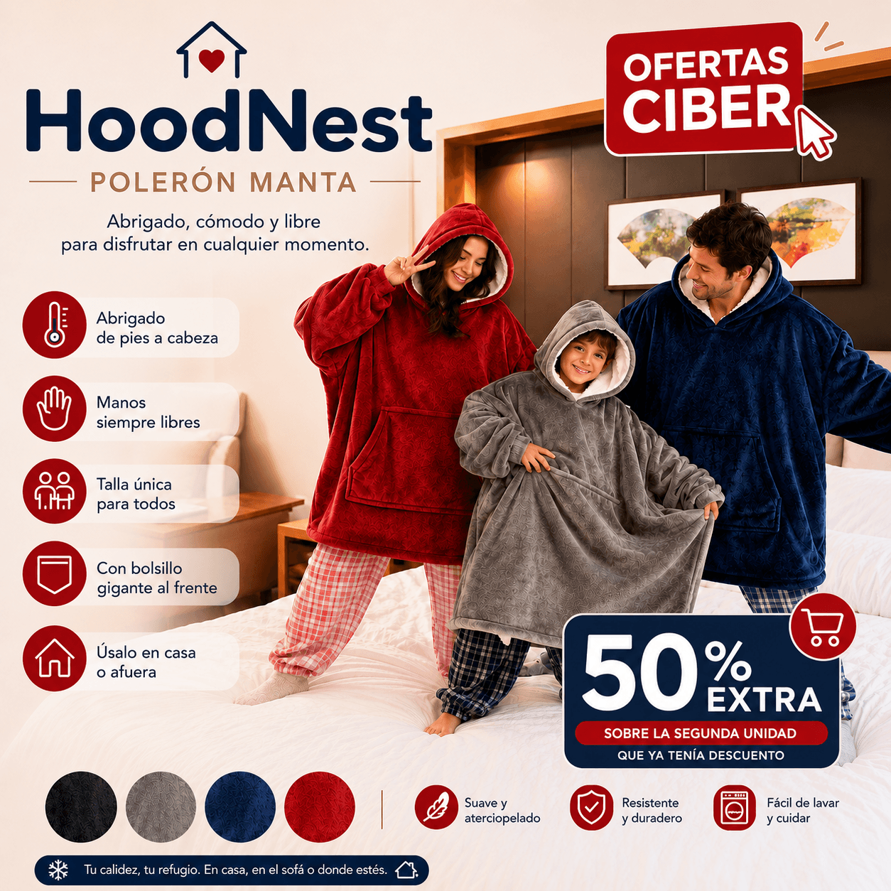HoodNest®  - Calor de pies a cabeza, sin dejar de moverte