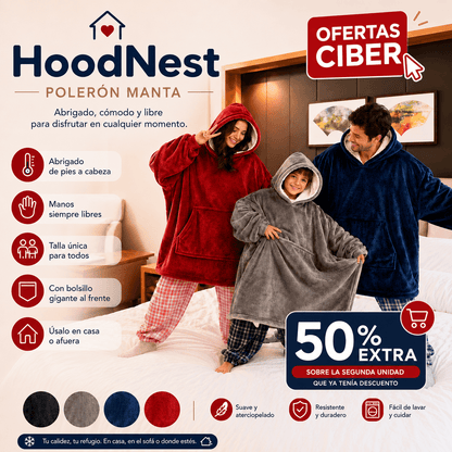 HoodNest®  - Calor de pies a cabeza, sin dejar de moverte