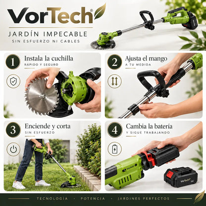 VorTech - Jardín impecable sin esfuerzo ni cables - Cortacesped 98v2bat
