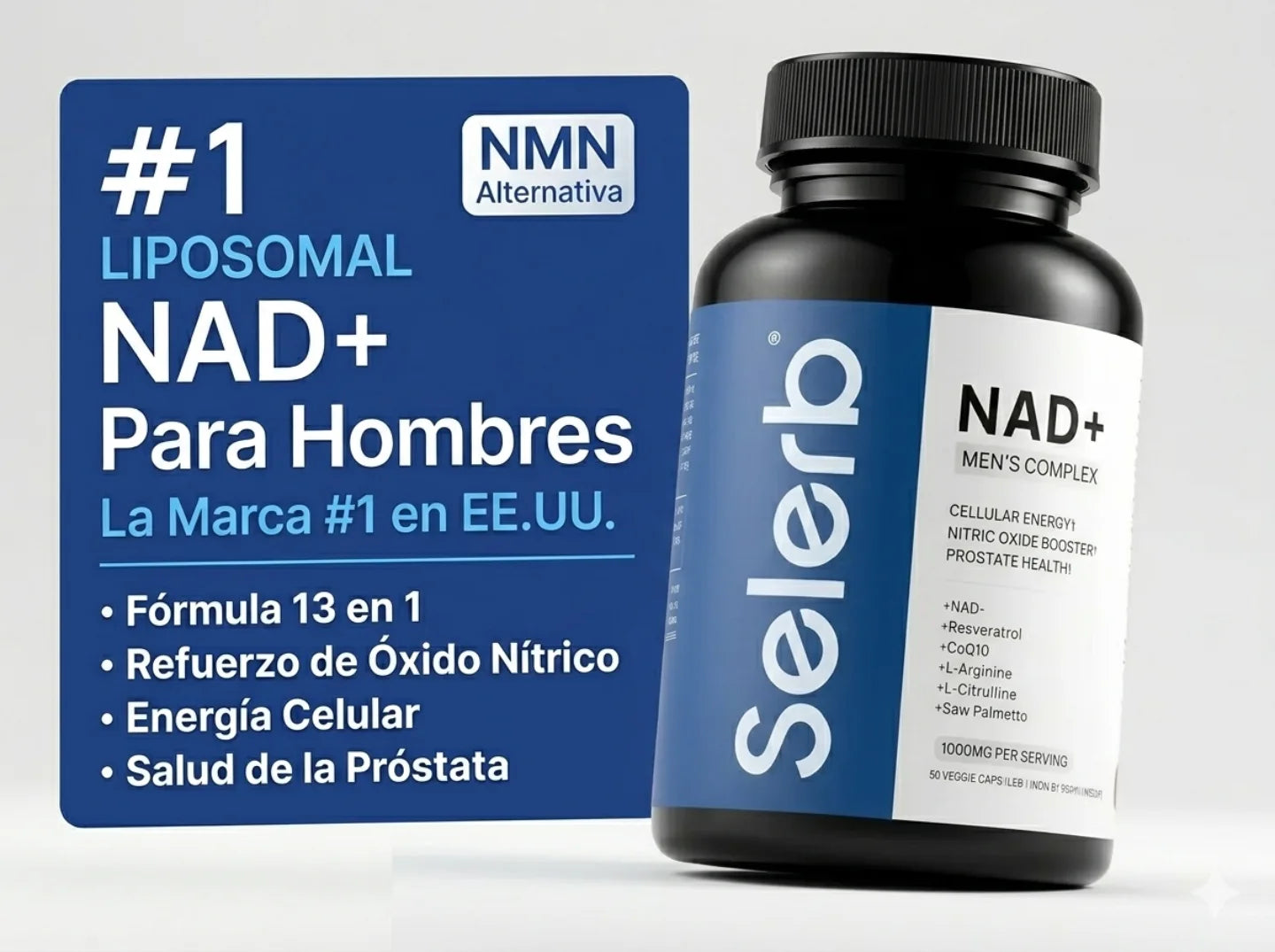 Selerb NAD+ Resveratrol x 60 Caps - SALUD MASCULINA, SIN RODEOS.