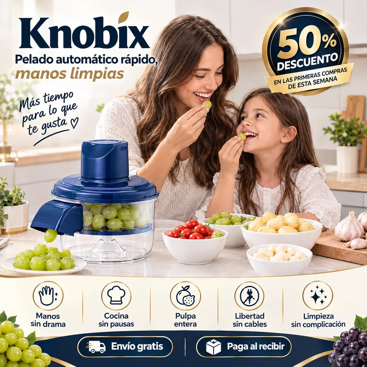 Knobix - Pelado automático rápido, manos limpias