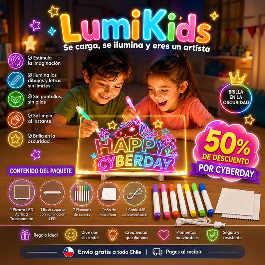 LumiKids – Se carga, se ilumina y eres un artista  -  Pizarra LED + Lapices