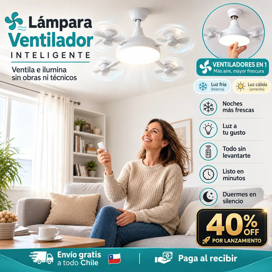 Lampara Ventilador Inteligente - Ventila e ilumina sin obras ni técnicos