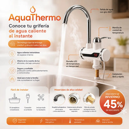 AquaThermo – Controla y disfruta tu agua caliente al instante, sin esperar - Grifo Calentador de Agua Eléctrico