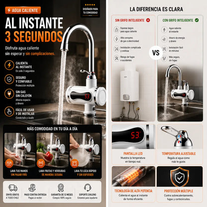 AquaThermo – Controla y disfruta tu agua caliente al instante, sin esperar - Grifo Calentador de Agua Eléctrico