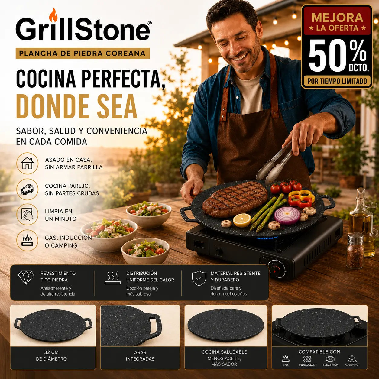 GrillStone - tu parrilla en casa adentro o al aire libre