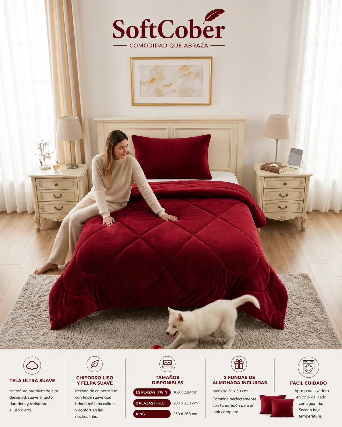 SoftCober - Suavidad y calidez que mereces. - Cobertor + Fundas de almohadas.