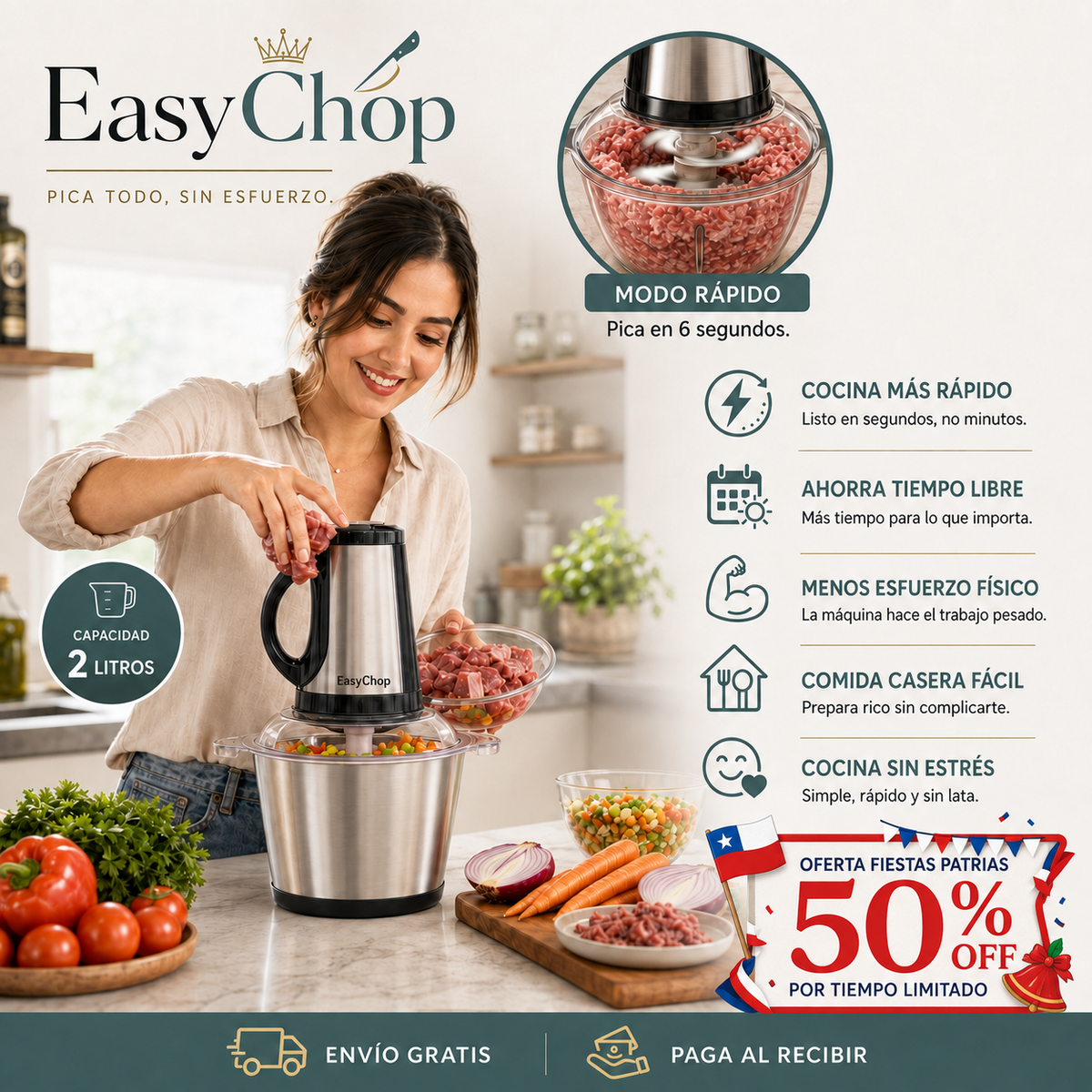 EasyChop - Pica Todo, Sin Esfuerzo - 2 Litros