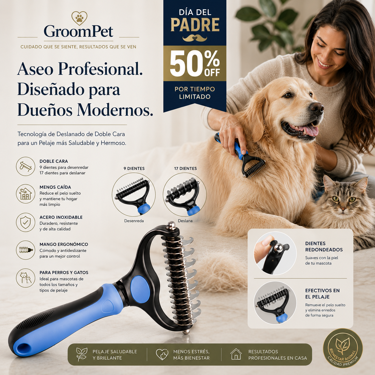 GroomPet – Menos pelo suelto, más momentos juntos.