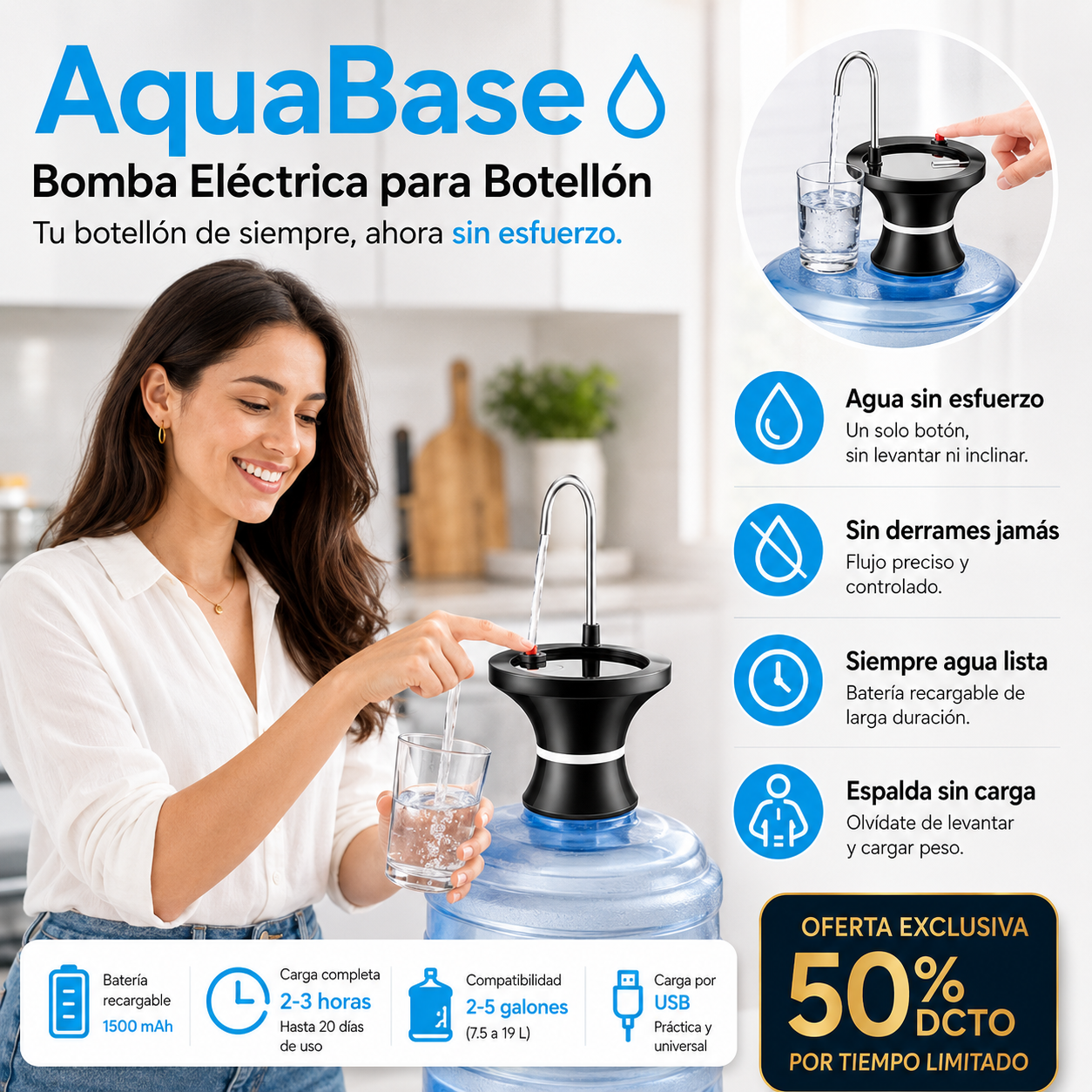 AquaBase - Tu botellón de siempre, ahora sin esfuerzo - 50% OFF OFERTA LIMITADA