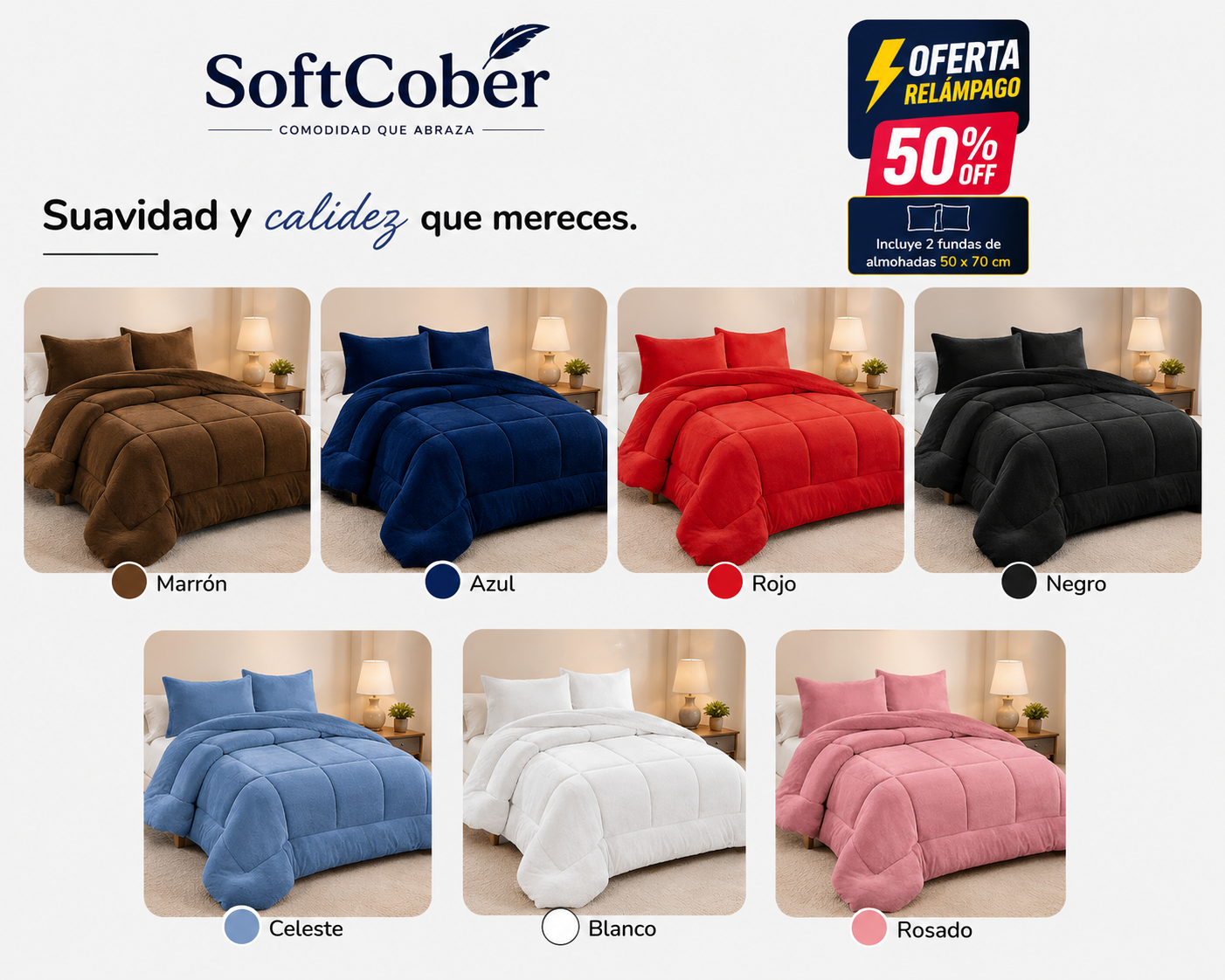 SoftCober - Suavidad y calidez que mereces. - Cobertor + Fundas de almohadas.