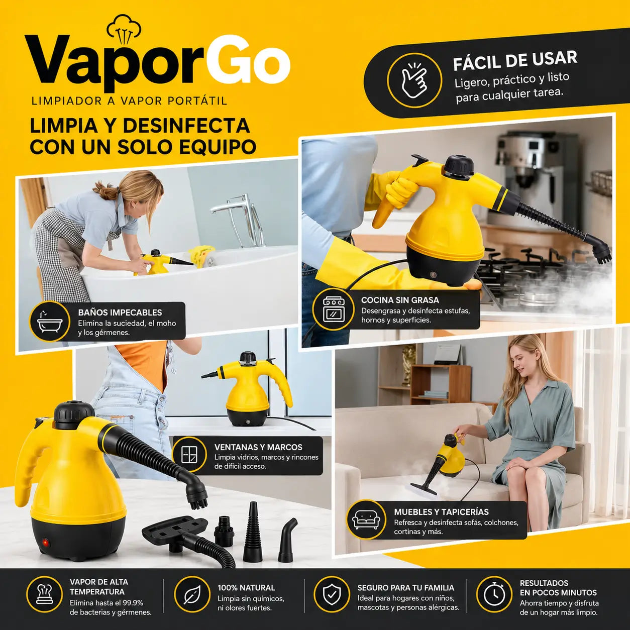 VaporGo – Limpieza profunda sin químicos en minutos + Regalo