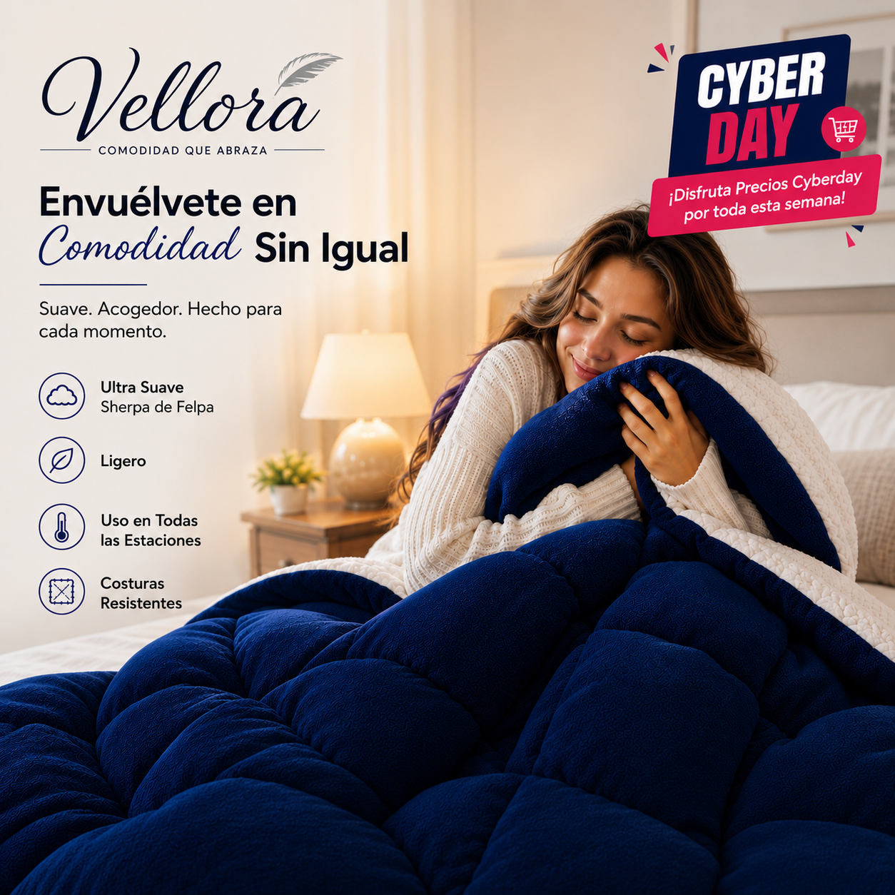 Vellora - La noche más abrigada de tu vida. - Cobertor + Fundas de almohadas.