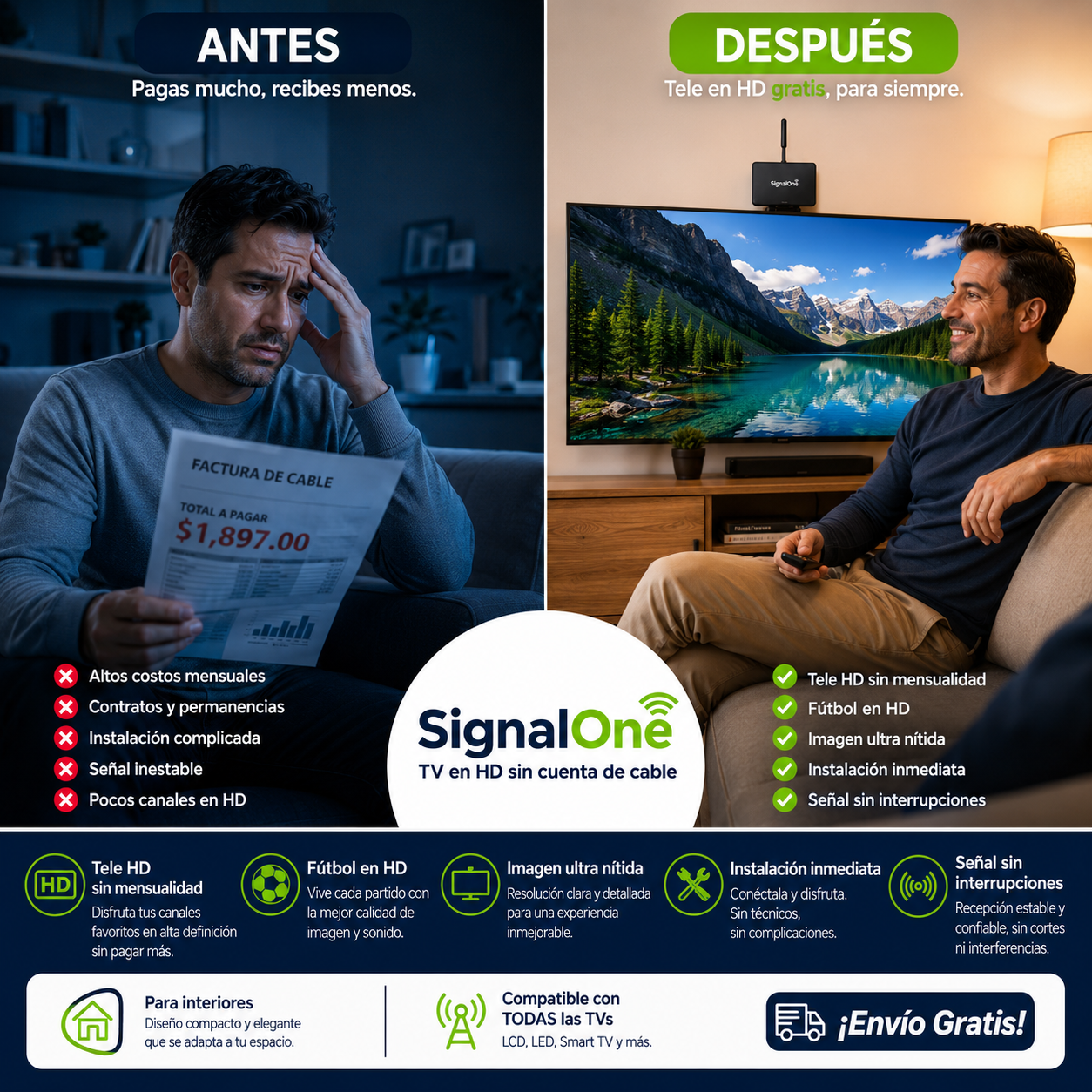 SignalOne — TV en alta definición sin cuenta de cable
