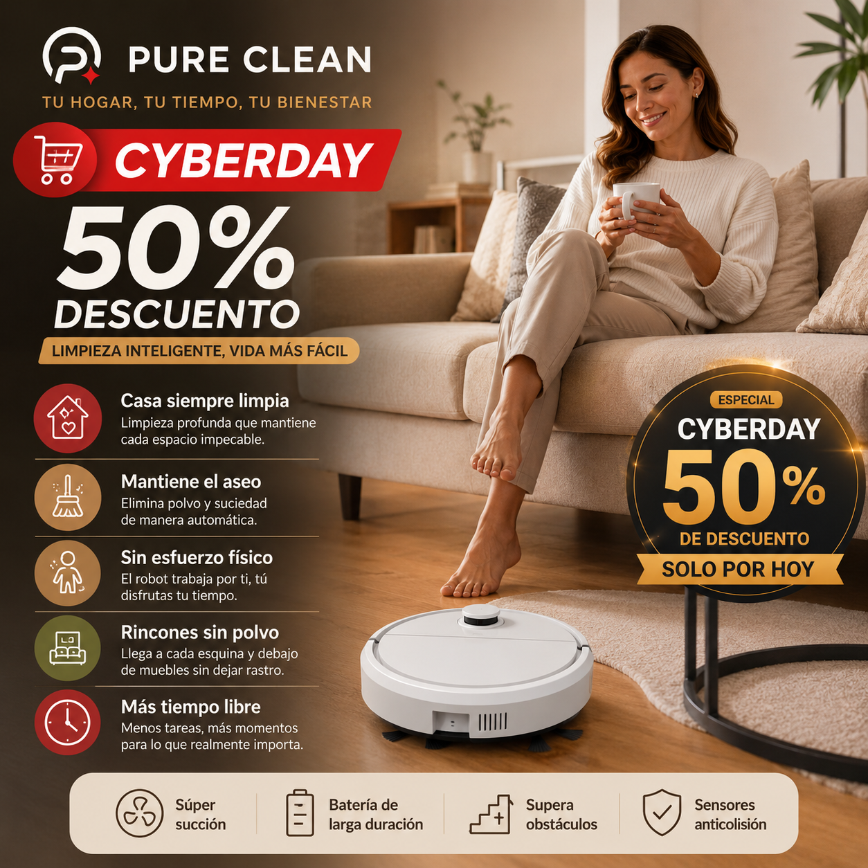 Pure Clean - Limpieza automática en cada rincón de tu hogar - 50% de descuento CYBERDAY