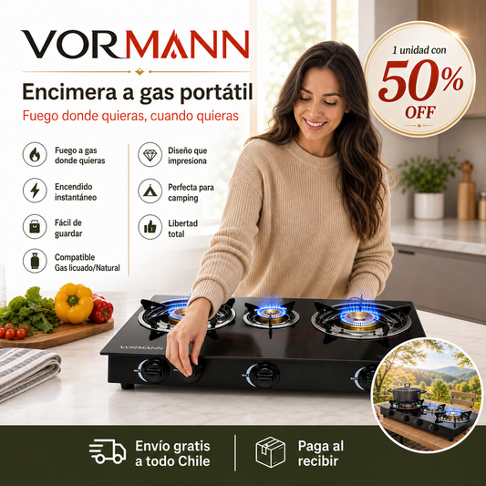 Vormann - Encimera a gas portátil