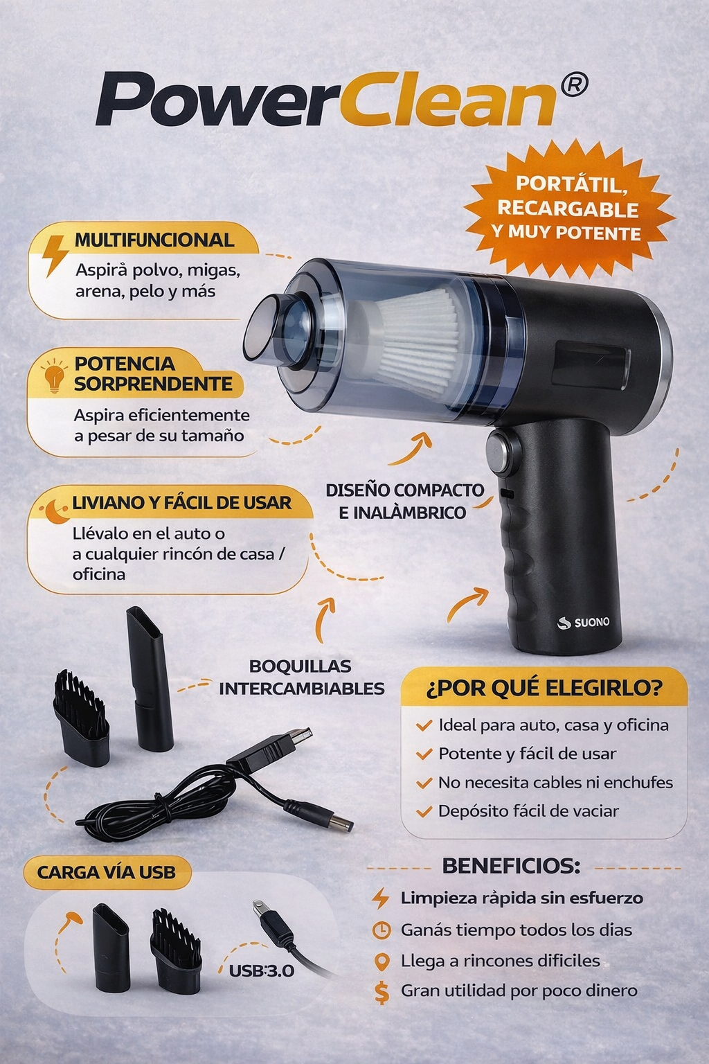 PowerClean - Limpieza rápida, sin cables, sin complicaciones