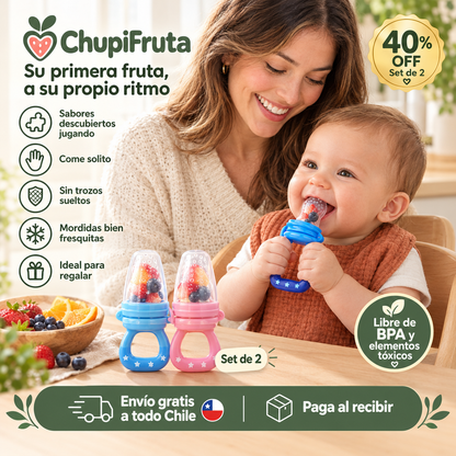 CHUPETE MORDEDOR PARA FRUTA Y COMIDA - Set 2 unidades.
