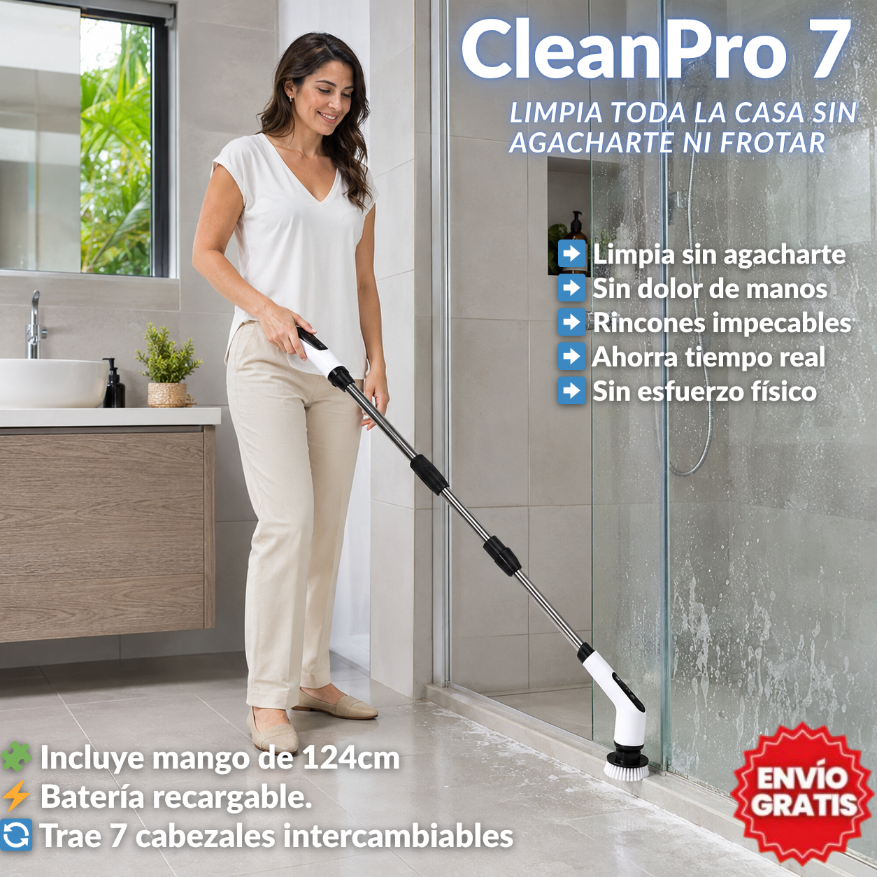 CleanPro 7 - Limpia toda la casa sin agacharte ni frotar