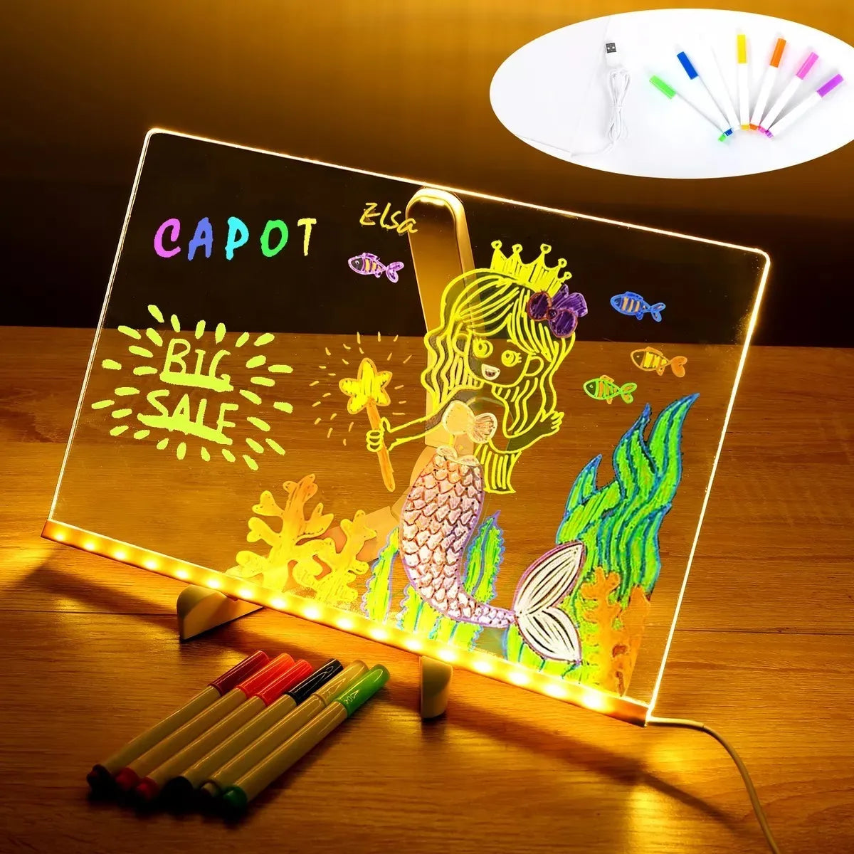 LumiKids – Se carga, se ilumina y eres un artista  -  Pizarra LED + Lapices