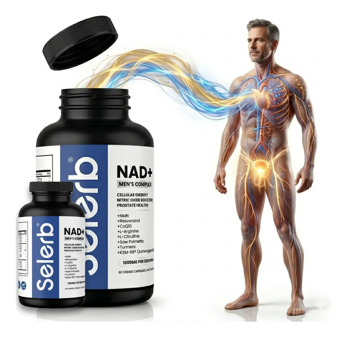 Selerb NAD+ Resveratrol x 60 Caps - SALUD MASCULINA, SIN RODEOS.