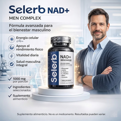 Selerb NAD+ Resveratrol x 60 Caps - SALUD MASCULINA, SIN RODEOS.