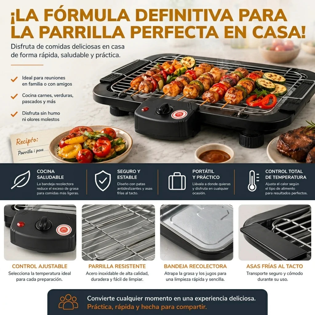 GrillHome - Parrilla lista para el 18 sin humo ni estrés