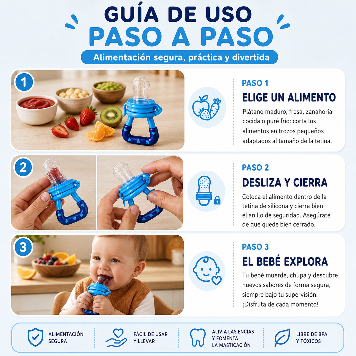 CHUPETE MORDEDOR PARA FRUTA Y COMIDA - Set 2 unidades.