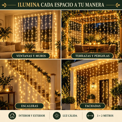 Veluz - Cortina de luz cálida que viste tu hogar - 3x2 M