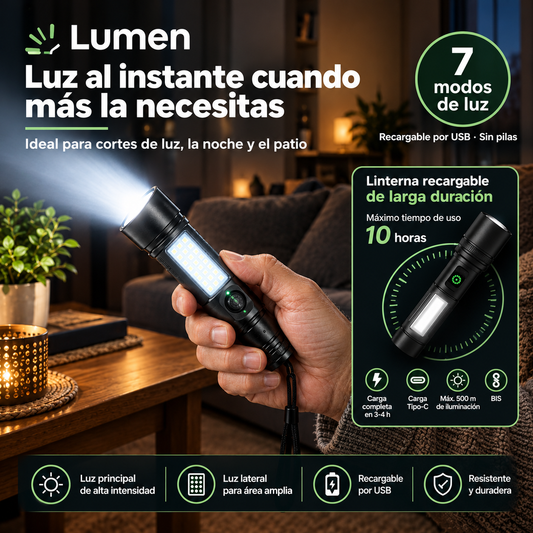 Linterna Led Recargable Multifuncion