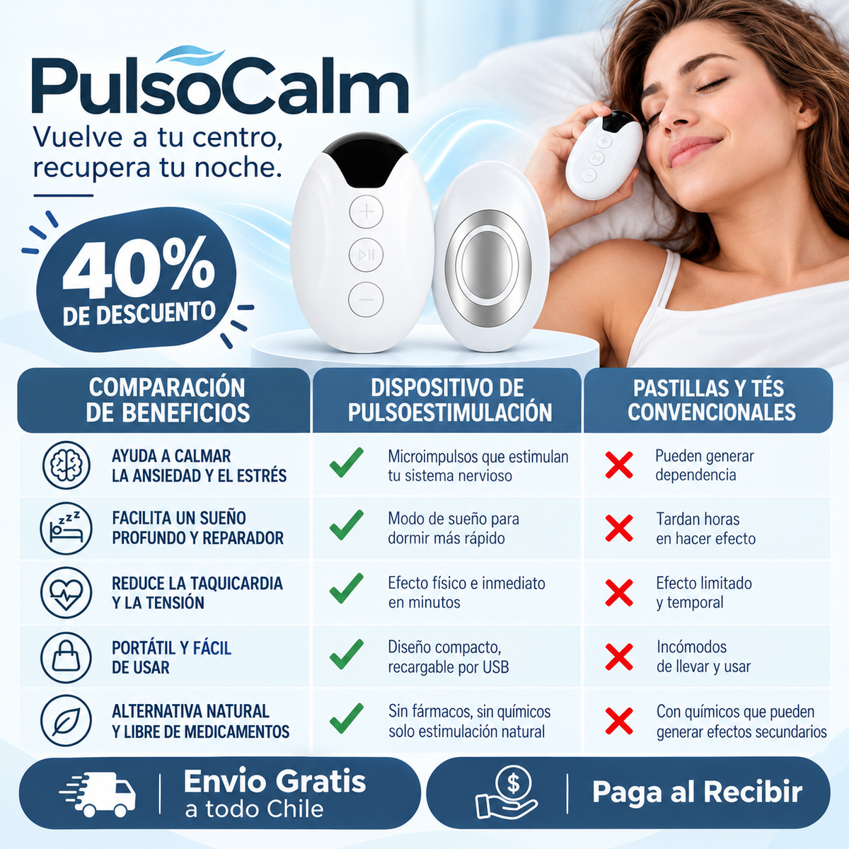 PulsoCalm - Vuelve a tu centro, recupera tu noche - Color Blanco