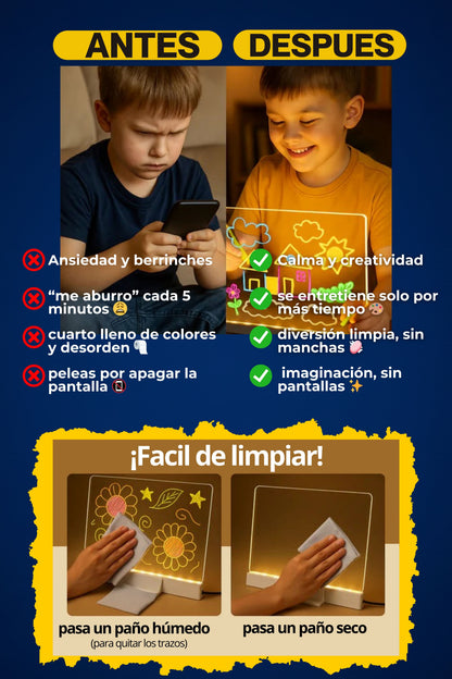 LumiKids – Se carga, se ilumina y eres un artista  -  Pizarra LED + Lapices
