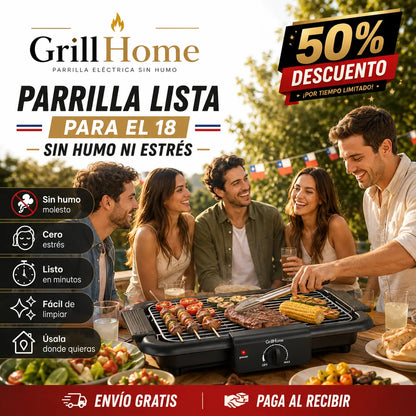 GrillHome - Parrilla lista para el 18 sin humo ni estrés