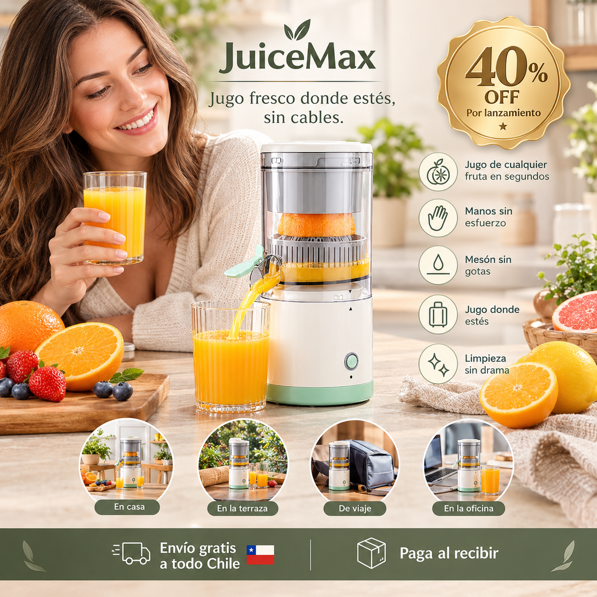 JuiceMax - Jugo fresco donde estés, sin cables.