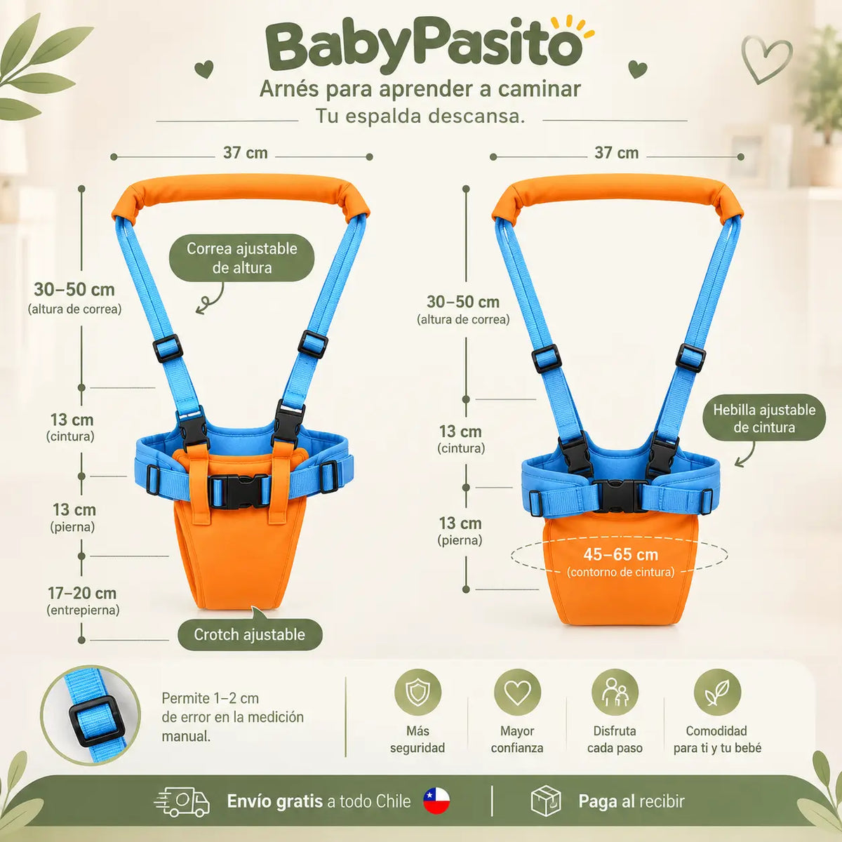 BabyPasito - Arnés para aprender a caminar, tu espalda descansa