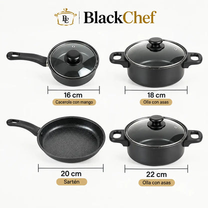 BlackChef - 13 piezas Premium, cero comida pegada