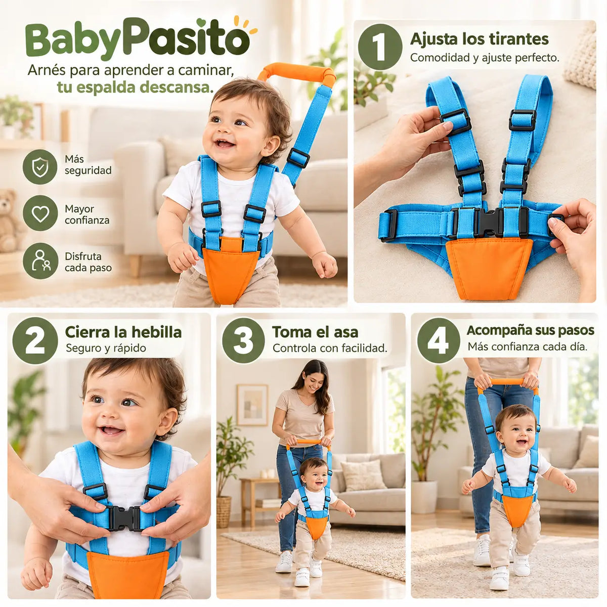 BabyPasito - Arnés para aprender a caminar, tu espalda descansa