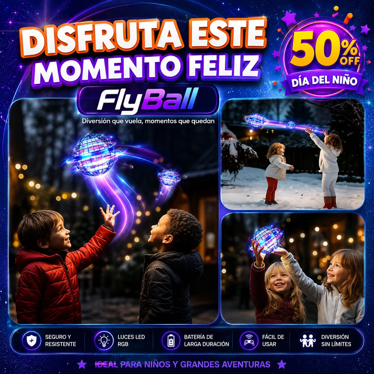 FlyBall - Lánzala y vuelve sola a tus manos Bola interactiva