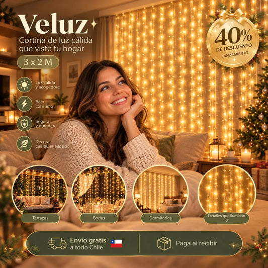 Veluz - Cortina de luz cálida que viste tu hogar - 3x2 M