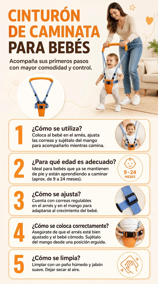 BabyPasito - Arnés para aprender a caminar, tu espalda descansa