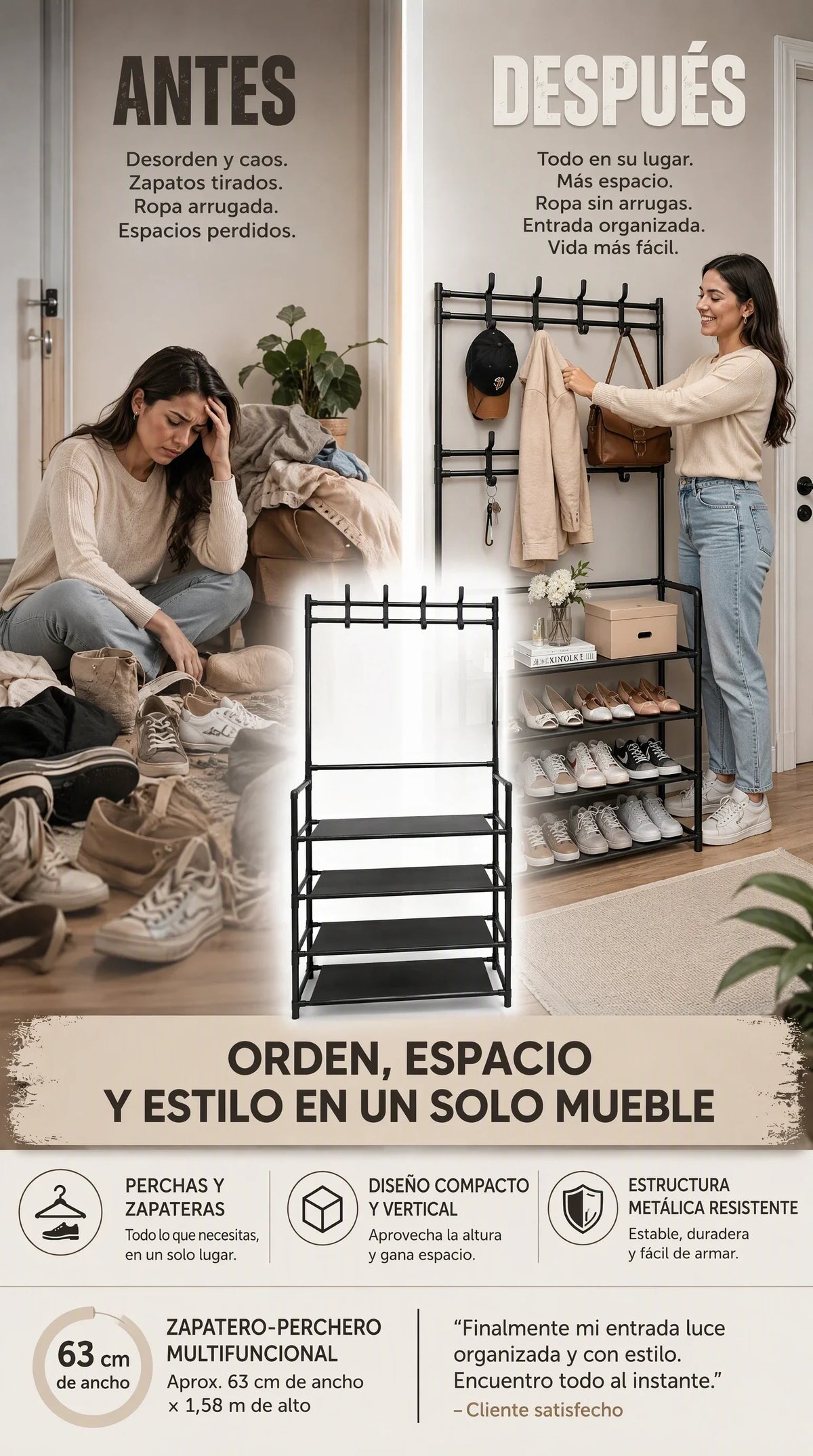 NordikHall - Orden nórdico para tu entrada - Zapatero multifuncional